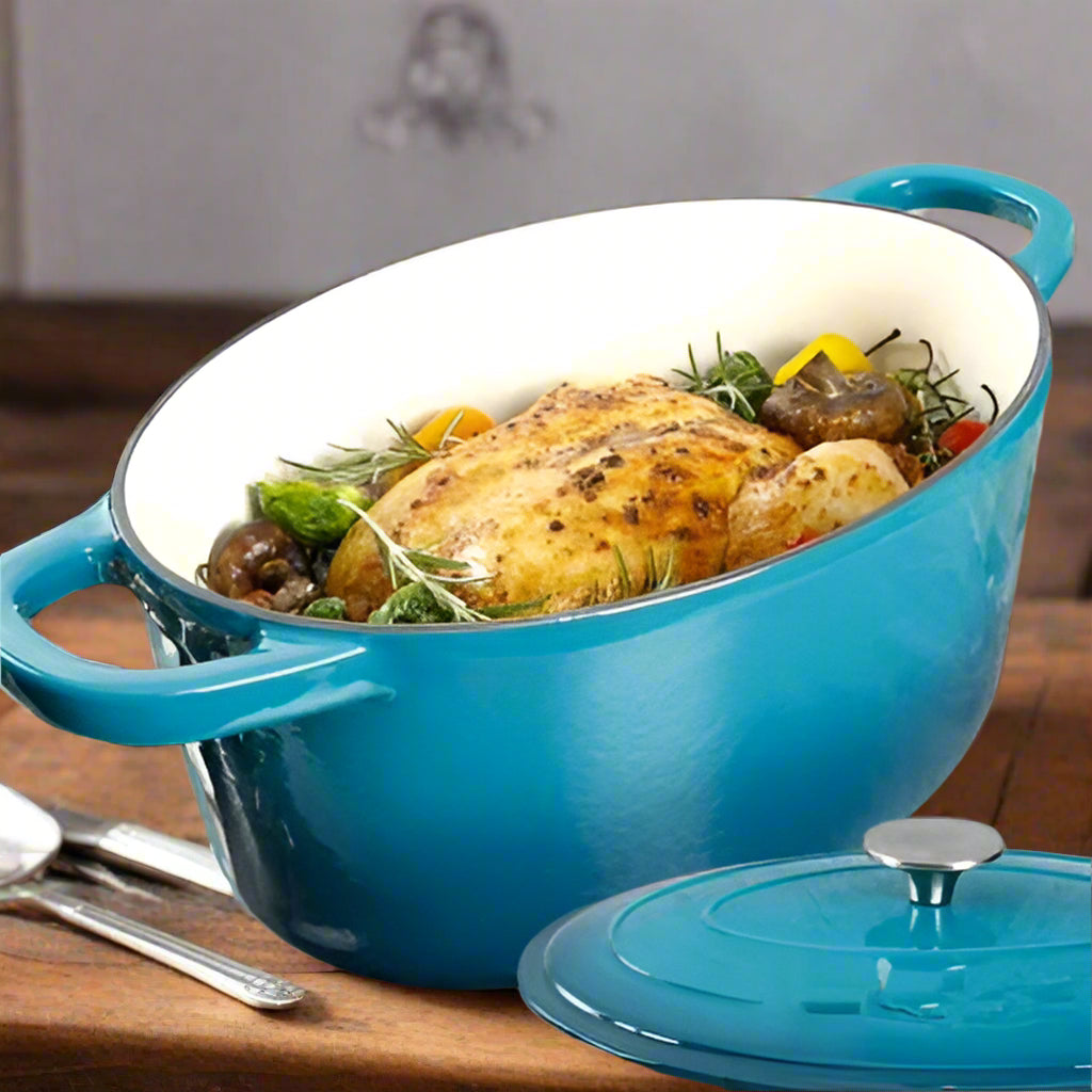 cocotte en fonte émaillée 27 cm bleu