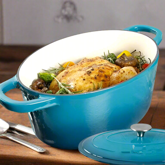 cocotte en fonte émaillée 27 cm bleu