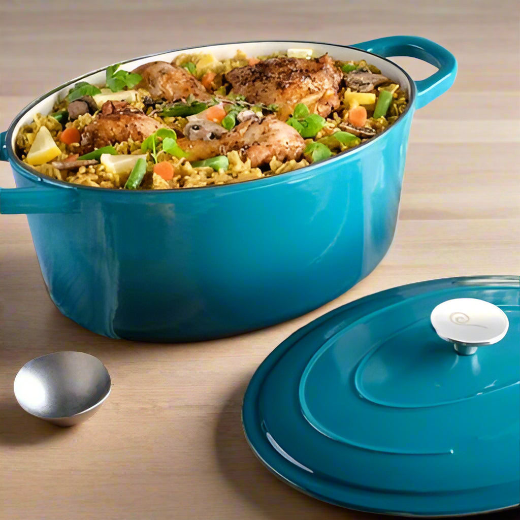 cocotte en fonte émaillée ovale bleu