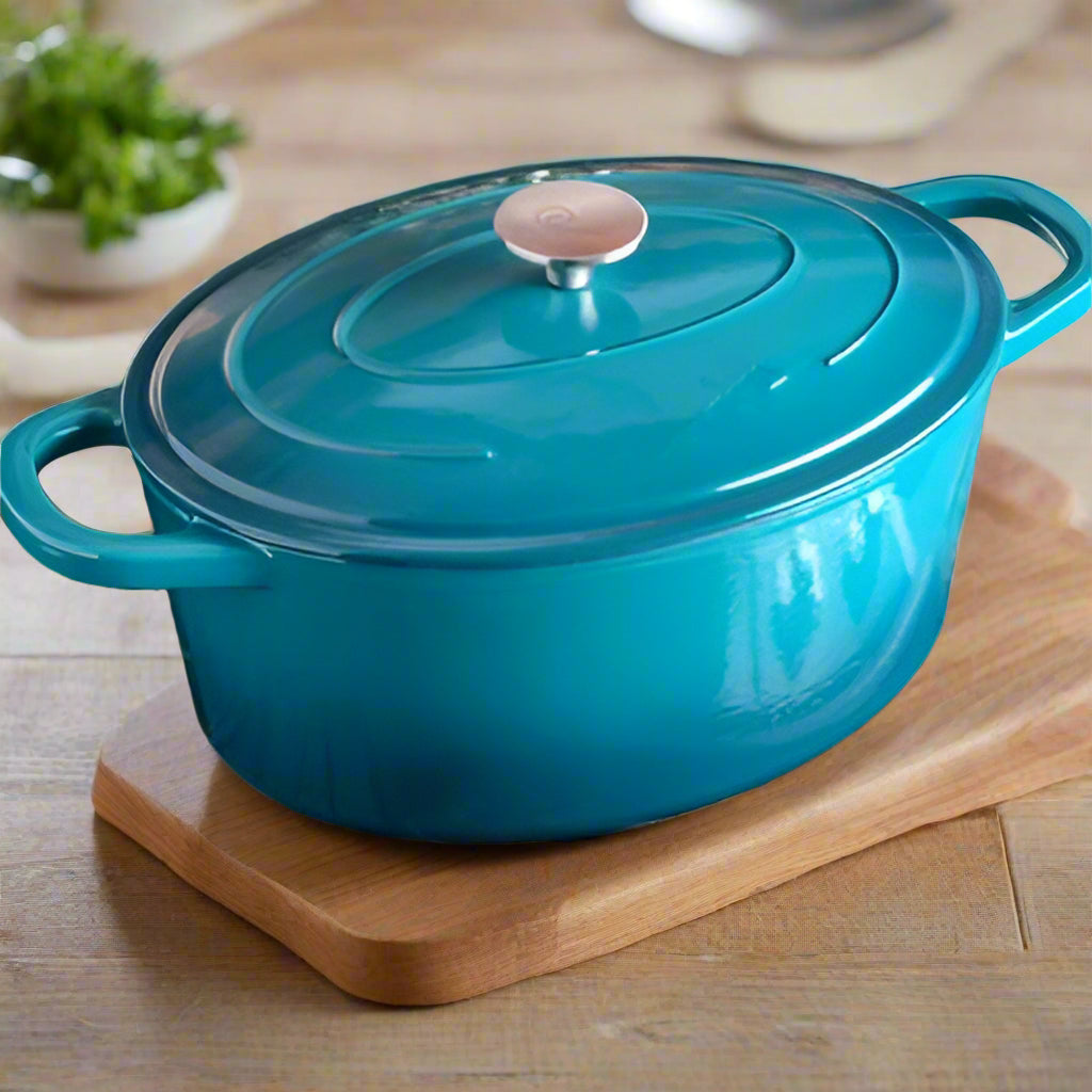 cocotte en fonte émaillée bleu