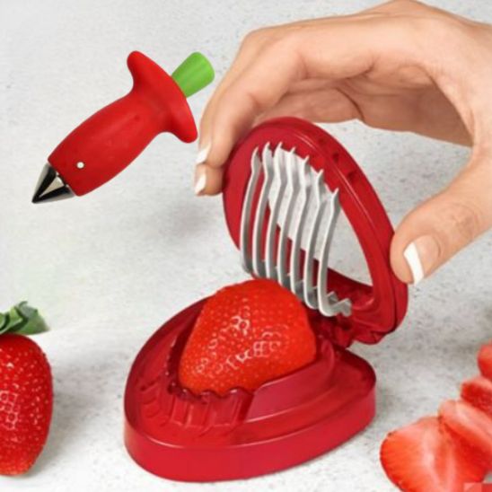 Coupe fruit fraise équeutez tranchez rapidement