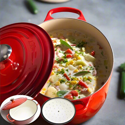  cocotte en fonte 28 cm 5-litres rouge 