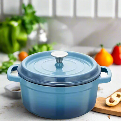cocotte en fonte ronde 3L bleu
