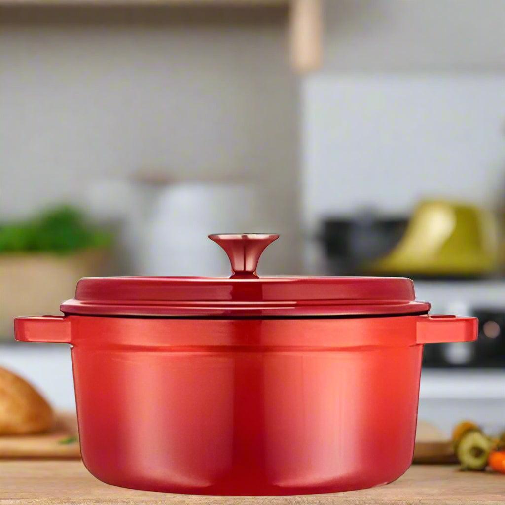 cocotte en fonte ronde rouge