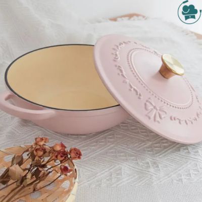 Cocotte-en-fonte-rose-26 cm-intérieure