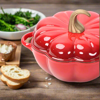 cocotte en fonte rouge pumpkin couvercle 3L