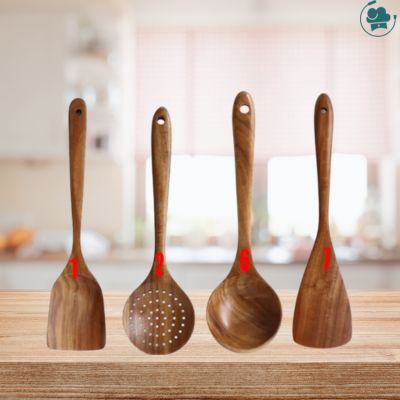 Ustensiles-de-cuisine-cuillères-en-bois-teck-set-4