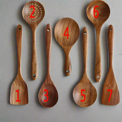 Ustensiles-de-cuisine-cuillères-en-bois-teck-set-7