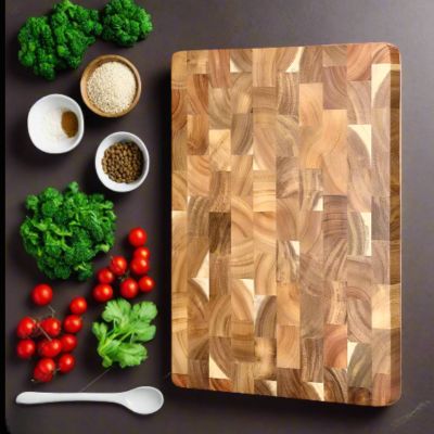planche à découper bois avec rigole anti-humidité